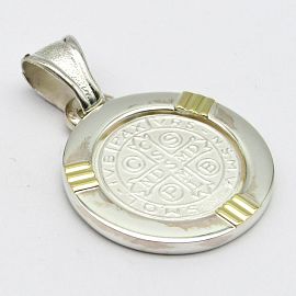 MEDALLA SAN BENITO 28MM VIROLA /PLATA Y ORO