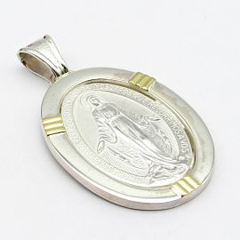 MEDALLA MILAGROSA 32x42MM BORDE /PLATA Y ORO