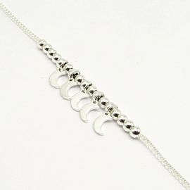 PULSERA VENECIANA LUNAS BOLAS /ACERO BLANCO