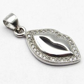 DIJE LABIOS CON CUBIC  / PLATA