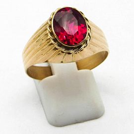 ANILLO SELLO MARCADO PIEDRA OVAL 8x10MM A745 /O.ROJO
