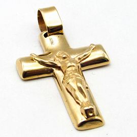 DIJE CRUZ 1/2 CAÑA CRISTO 22x30MM /O.ROJO