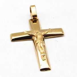 DIJE CRUZ ENCAMISADA CRISTO 21x28MM /O.ROJO