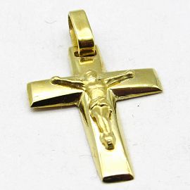 DIJE CRUZ ENCAMISADA CRISTO 17x22MM /O.AMARILLO