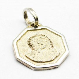 MEDALLA OCTOGONAL CRISTO 10MM /PLATA 