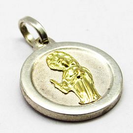 MEDALLA MARIA AUXILIADORA BORDE 12MM /PLATA Y ORO