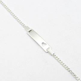 PULSERA IDENTIDAD GROUMET CORAZON CALADO /PLAT