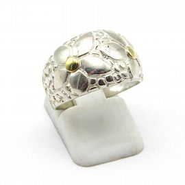 ANILLO FLORES BOMBE /PLATA Y ORO