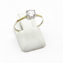 ANILLO CINTILLO SOLITARIO GRIFAS *4 /PLATA Y ORO