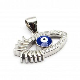 DIJE OJITO CON PESTAÑA CON CUBIC /PLATA