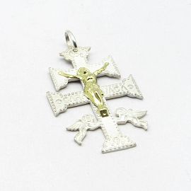 DIJE CRUZ CARAVACA 25x40MM /PLATA Y ORO