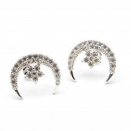 AROS LUNA Y ESTRELLA CUBIC / PLATA