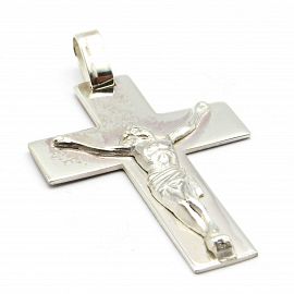 DIJE CRUZ PLANA CRISTO 32x45MM /PLATA