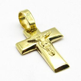 DIJE CRUZ CRISTO ENCAMISADA 12x16MM /O.AMARILLO