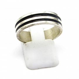 ALIANZA CINTA 6MM ESMALTE /PLATA