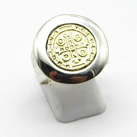 ANILLO SAN BENITO 22MM /PLATA Y ORO