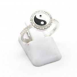ANILLO YIN Y YANG CUBIC  / PLATA