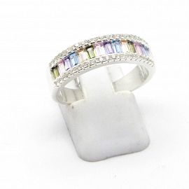 ANILLO 1/2 SIN FIN BAGUETTE MULTICOLOR / PLATA