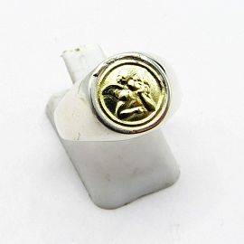 ANILLO ANGEL RAFAEL 12MM /PLATA Y ORO