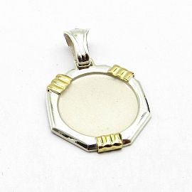 MEDALLA OCTOGONAL 20MM /PLATA Y ORO