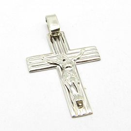 DIJE CRUZ MARCADA CRISTO 25x35MM /PLATA 
