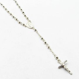 ROSARIO 60CM BOLITA N°3x60CM CRISTO /PLATA