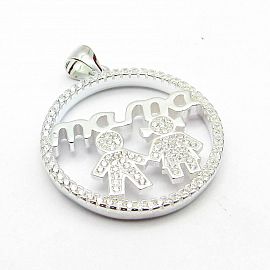 DIJE MAMA PAREJA CRISTALES /PLATA