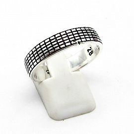 ANILLO EMPAVONADO LADRILLADO / PLATA