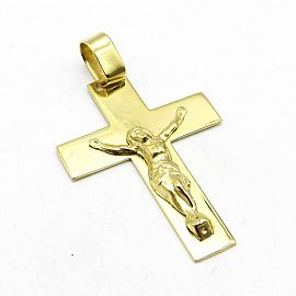 DIJE CRUZ PLANA CRISTO 25x35MM /O.AMARILLO
