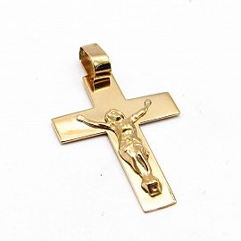 DIJE CRUZ PLANA CRISTO 25x35MM /O.ROJO