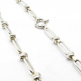 COLLAR OVALOS NUDOS 6039 45CM MARINERO /PLATA