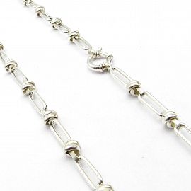 COLLAR OVALOS NUDOS 6039 60CM MARINERO /PLATA