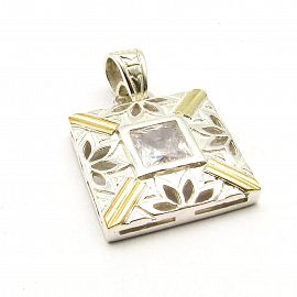 DIJE 25x25 MM CUBICS /PLATA Y ORO