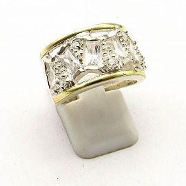 ANILLO CALADO CUBICS /PLATA Y ORO