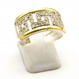 ANILLO GUARDA CALADA CUBICS /PLATA Y ORO