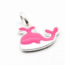 DIJE BALLENA ESMALTADO 13MM /PLATA