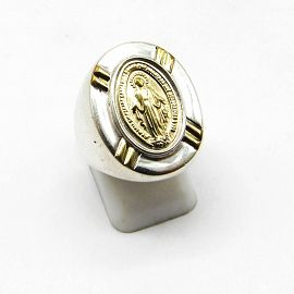 ANILLO MILAGROSA 18MM / PLATA Y ORO