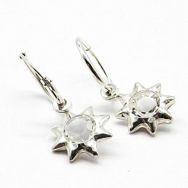 AROS ARGOLLA 12MM ESTRELLA COLGANTE CON CUBIC /PLATA