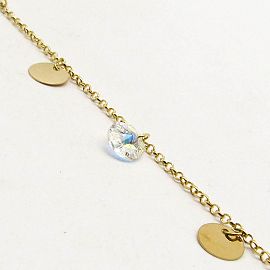 PULSERA MINI ROLO PIEDRAS*3 CIRCULOS COLGANTES /O.ROJO
