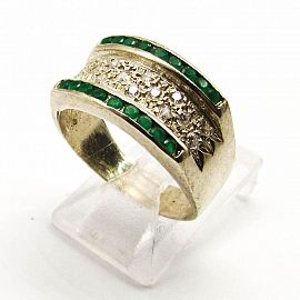 ANILLO CENTRO ACANALADO CUBICS 2629/PLATA
