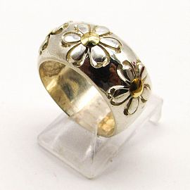 ANILLO BOMBE FLORES*3 /PLATA Y ORO