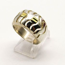 ANILLO BOMBE CALADO /PLATA Y ORO