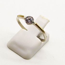 ANILLO SOLITARIO CUBIC 4MM 4482 /PLATA  Y ORO
