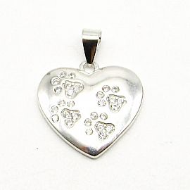 DIJE CORAZON 15MM HUELLAS CUBICS /PLATA