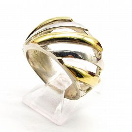 ANILLO BOMBE CALADO /PLATA Y ORO