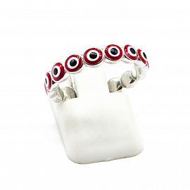 ANILLO OJOS ROJO /PLATA