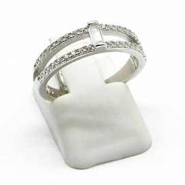 ANILLO DOBLE BAGUETTE Y CUBICS /PLATA