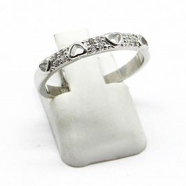 ANILLO MEDIO SIN FIN CORAZONES Y CUBICS /PLATA