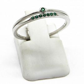ANILLO DOBLE CUBICS VERDE /PLATA