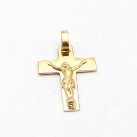 DIJE CRUZ SEMI PLANA CRISTO 12x16MM /O.ROJO